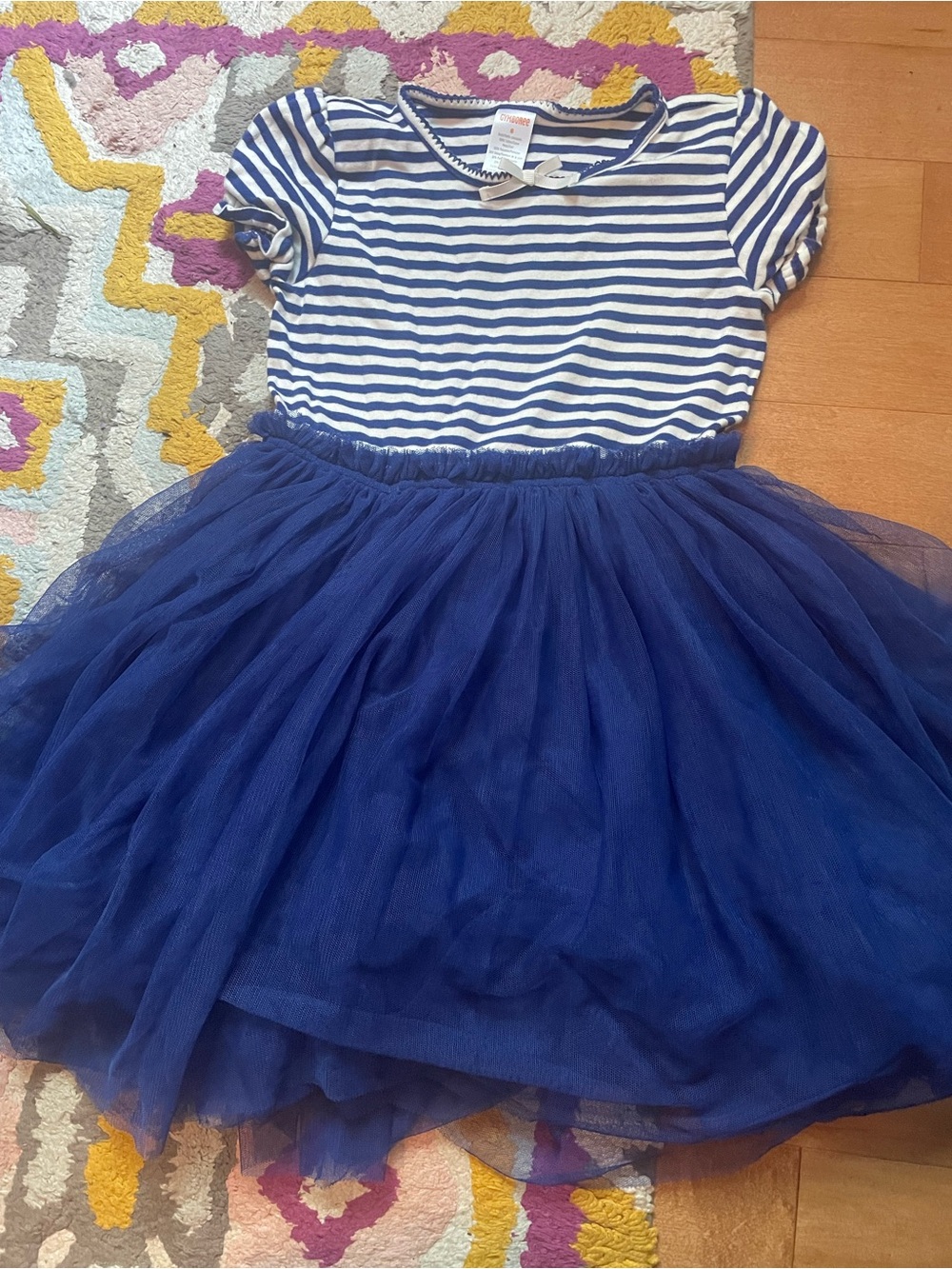 VGUC Gymboree Navy and White Striped Tulle Dress